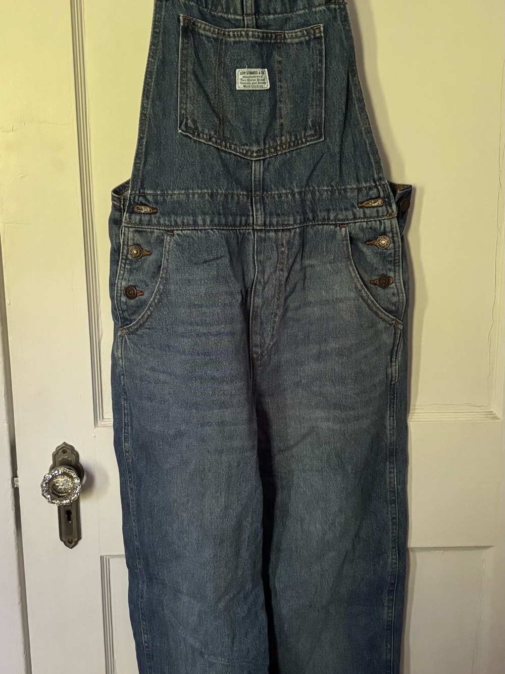 Levi's Blue Denim Overalls with Orange Topstitching